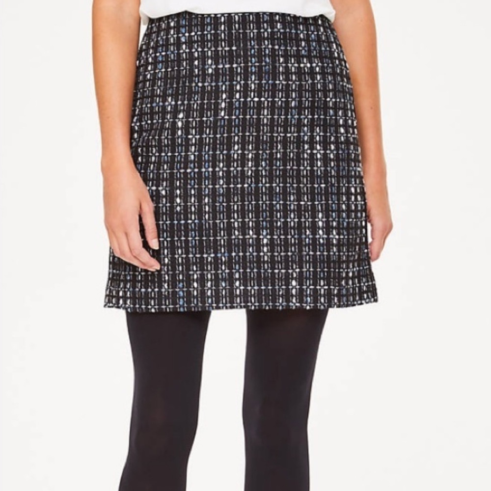 LOFT Black Shimmer Tweed A-Line Mini Skirt Women’s Size 4